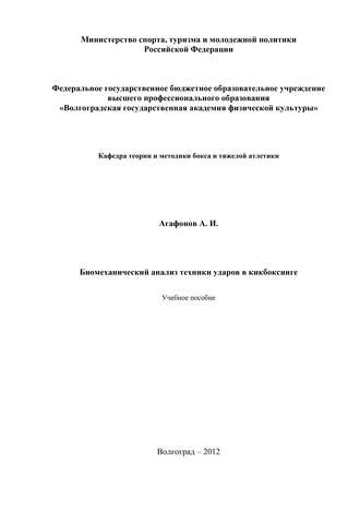 Александр Агафонов, Биомеханический анализ техники ударов в кикбоксинге